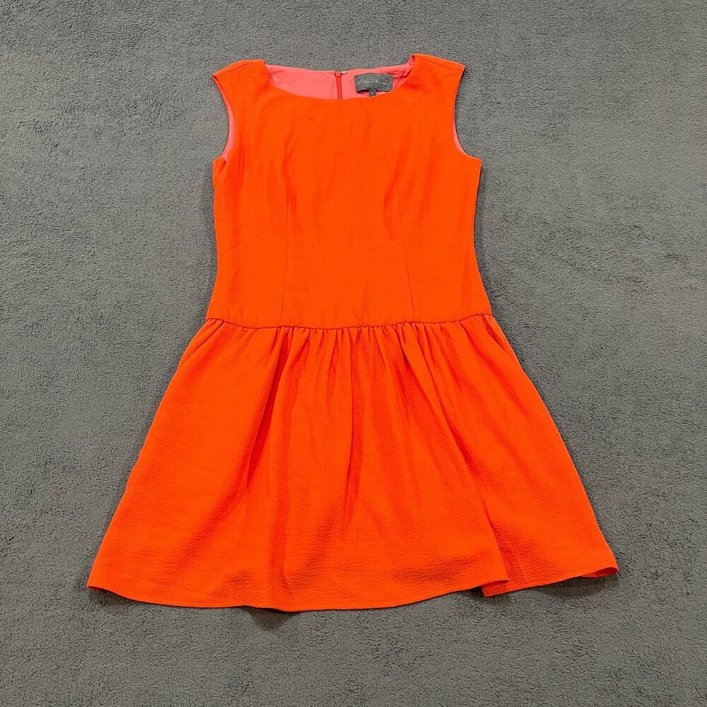 Sunday in Brooklyn Neon Coral Orange Sleeveless Babydoll Mini Dress Women's Sz S